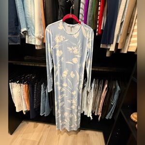 Reformation Blue Floral Long Sleeve Dress